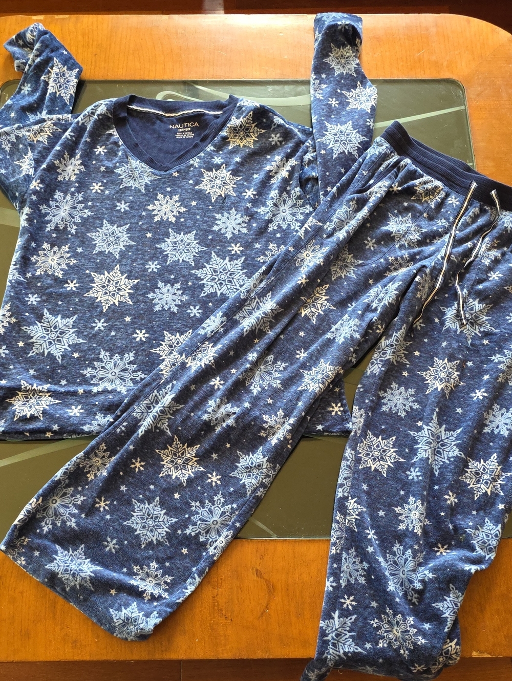 Nautica Blue and White Snowflake Pajama Set